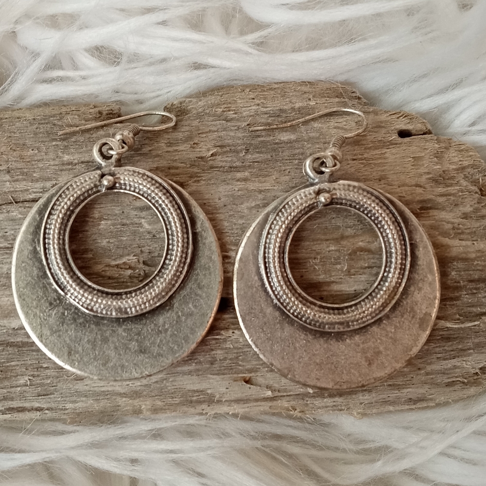 📌 SOLD  Dangle Earrings Boho Silver Artisan handcrafted